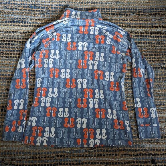 Crown & Ivy Beach Blue 1/2 Zip L/S Top Women's S Flip Flop Novelty Print… - Picture 7 of 7